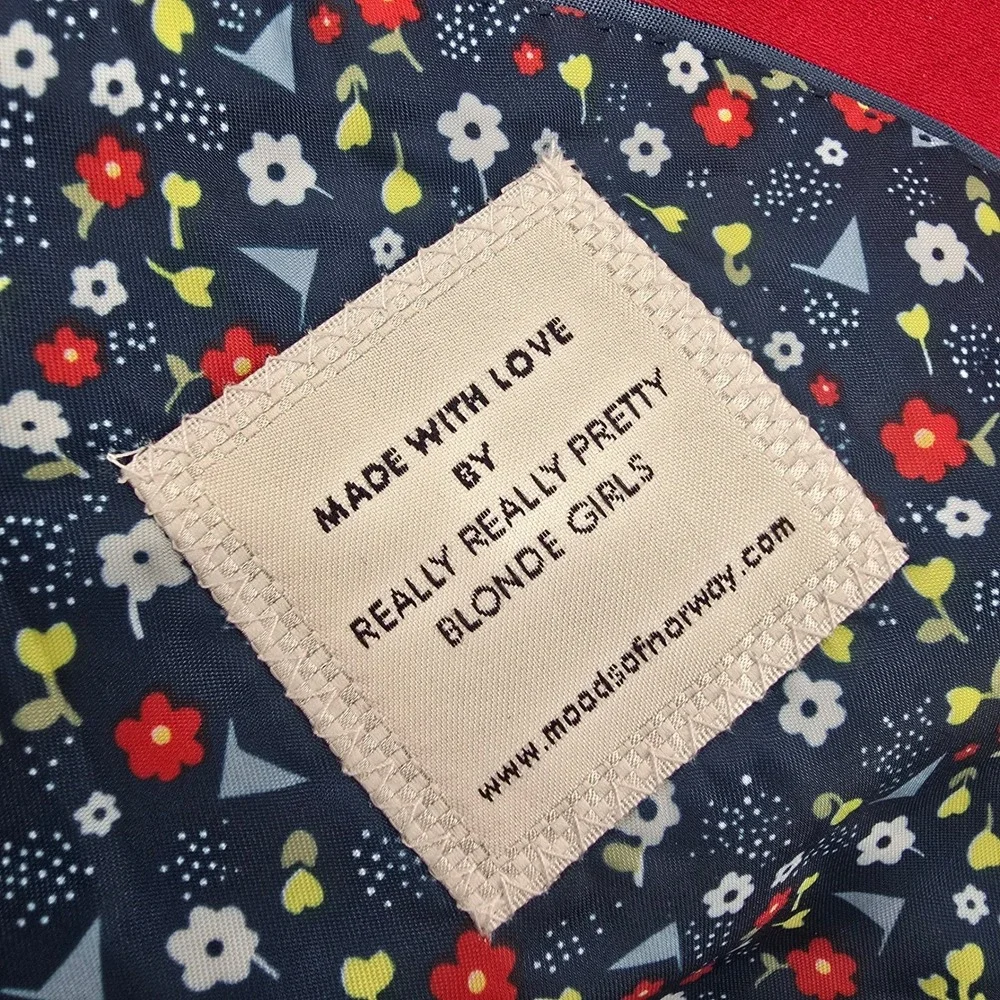 Moods of Norway Blazer Mens 42 Red 100% Wool Floral Lined 2-Button Sport Coat